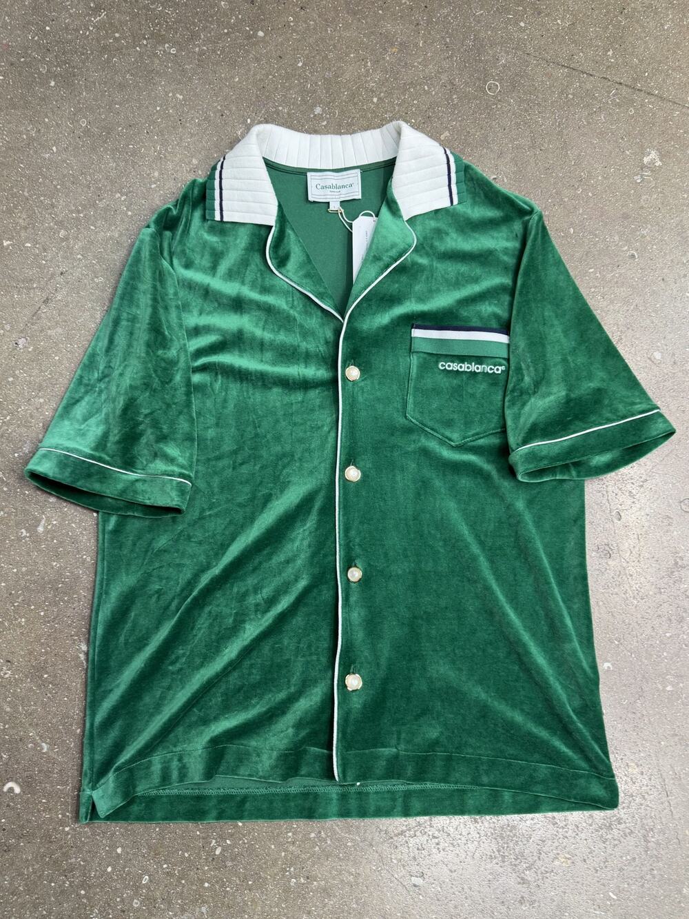 Casablanca Velour Green Button Up Shirt